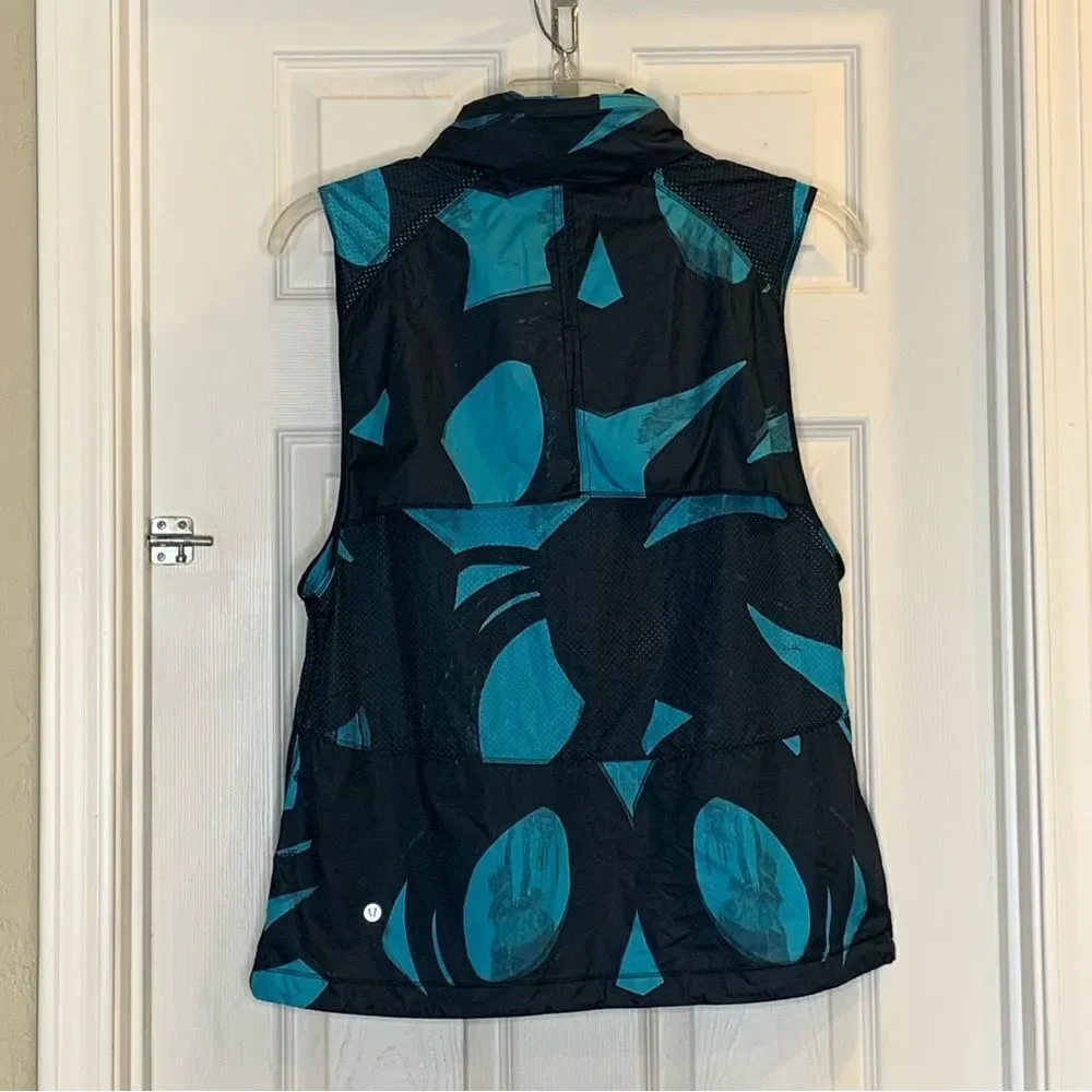 Lululemon Pack-It Vest Back Spin Stroke Peacock Blue Black Size 12